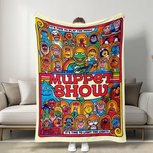Muppet Show Collage-Themed, Retro Puppet Design Featuring Colorful Muppets, Soft & Cozy for Home Relaxation & Fan Décor, Flannel Cozy Blanket Suitable for beds and sofas can also be given as a gift