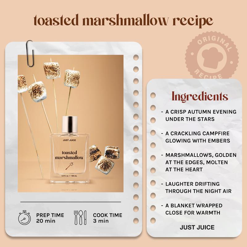 Just Juice Toasted Marshmallow - Vanilla Perfume for Women and Men - Gourmand Mini Travel Perfume with Caramel, Marshmallow, Amber Notes - 0.33 oz