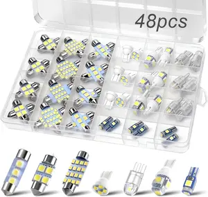 48Pcs Led Interior Car Lights Kit, 6500K White Interior Bulbs Replacement (194 T10 DE3175 W5W 168 578 2825 T5 31mm 36mm 41mm), Dome Map Dash Door Trunk License Plate Lights for Cars Trucks RVs