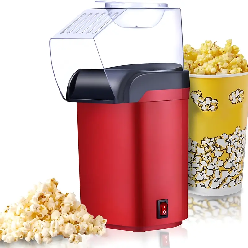 Air Popcorn Maker - 6-Quart Oil-Free Dorm & Countertop Kitchen Appliance, Family-Friendly Snack Maker with Measuring Cup & Recipe Guide, Makes Up to 16 Cups for Movie Nights & Entertainment Room Use