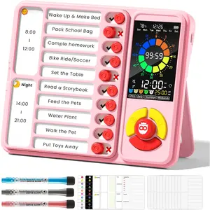 Tool for , 5-in-1 Visual Timer with Chore Chart Board, Visual Schedule for , 12/24 Task Timer with 99'59'' Countdown/Countup, 5 Alarms, Silent Operation Visual Schedule for  -