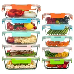20 Pieces High Borosilicate Glass Meal Prep Containers , Dishwasher and Microwave Safe for Meal Prep and Freezer. shipping  containers
