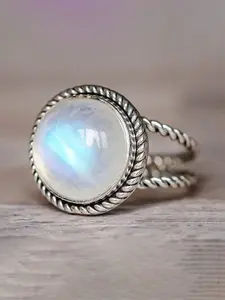 1 PC Fashion Faux Moonstone Statement Ring For Women For Valentine's Day Gift Wedding Engagement Anniversary Party Jewelry