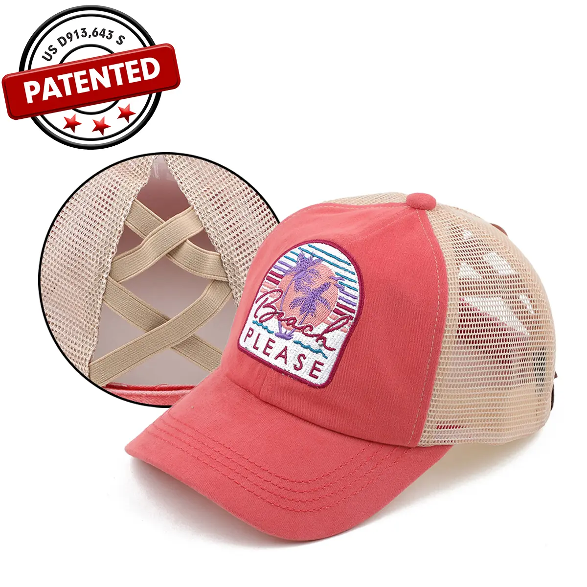 C.C Criss-Cross Beach Please Ponytail Cap for Women