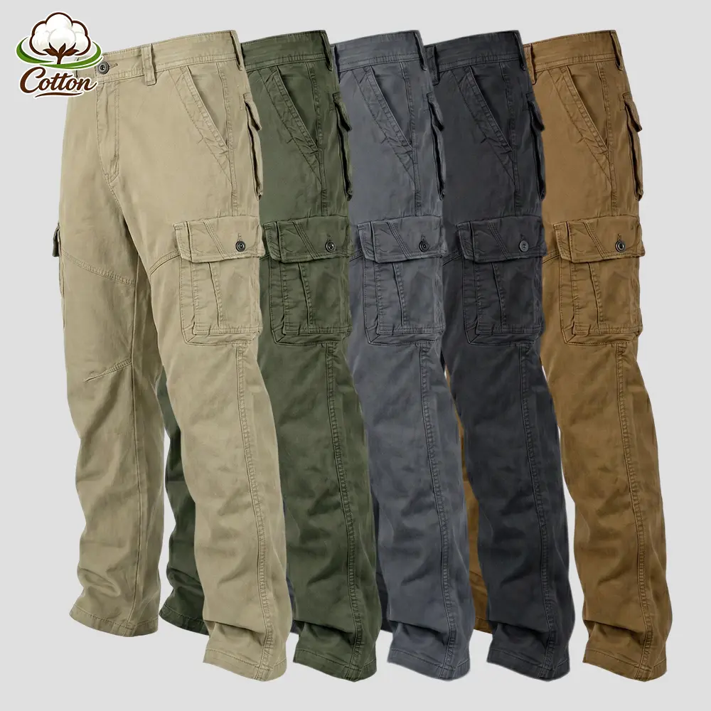 Single Button Flap Large Pocket Straight Leg Cargo Pants, 97% Cotton Loose Fit Standard Waist Work Trousers - Lightweight Mens Spring Summer Hiking Street Travel Casual Everyday Bottoms