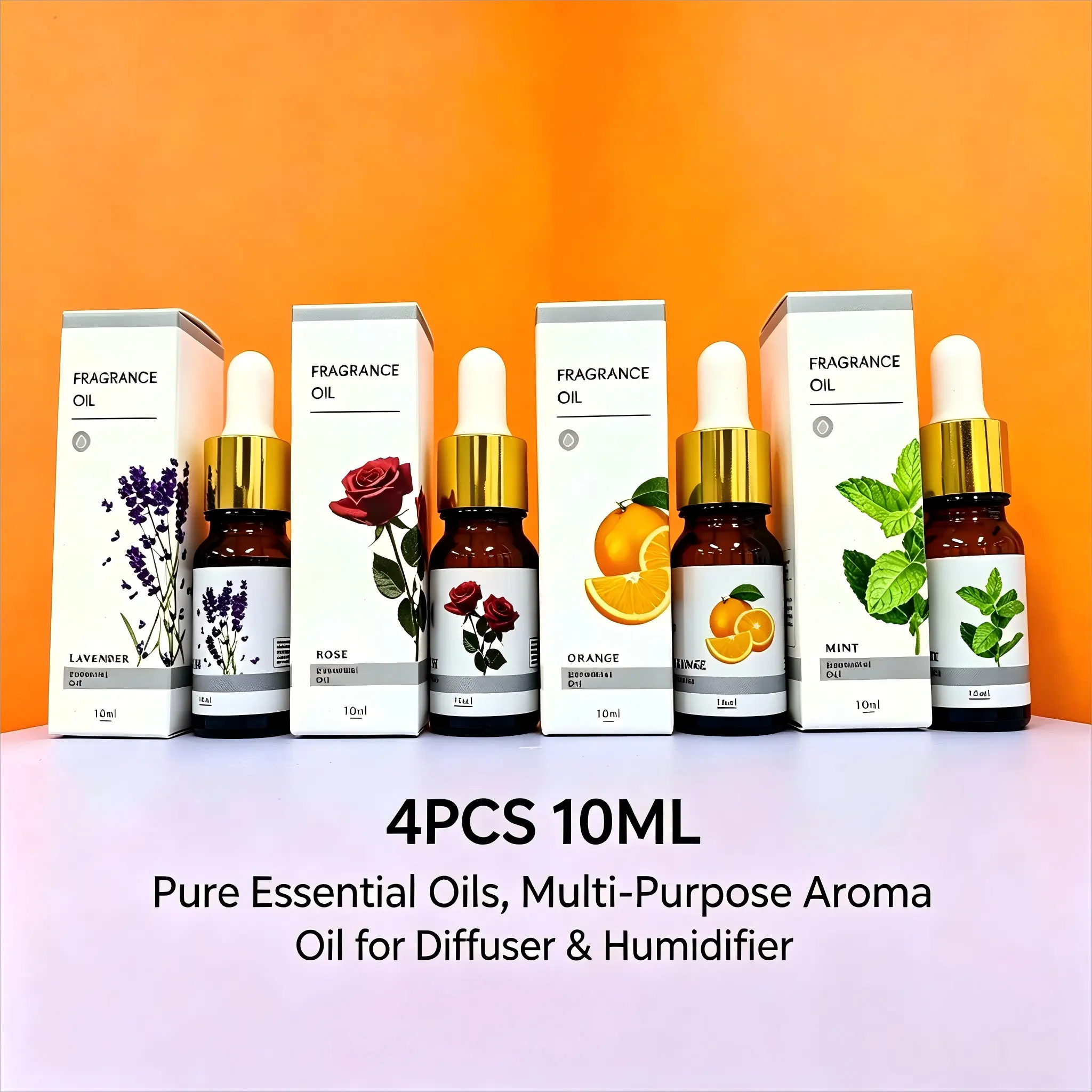 4PCS 10ML Pure Essential Oils - Scented Aromatic Scents Household Home Fragrance Products, Multi-Purpose Diffuser & Humidifier Home Care Supplies
