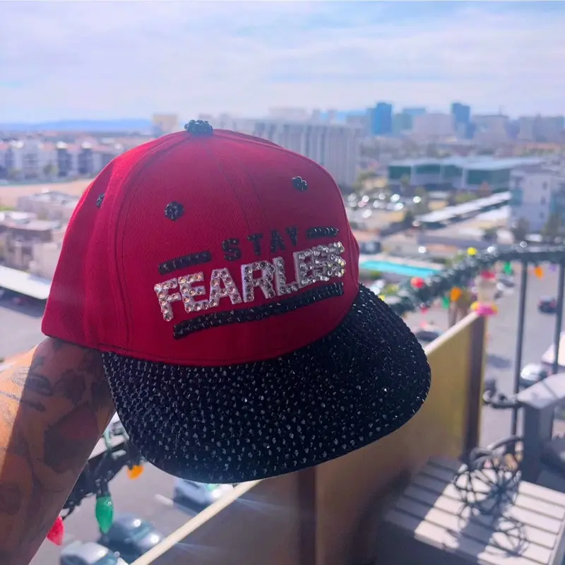 Nikki Bella Stay Fearless Red Black & Crystal Full Rhineston  display picture 3