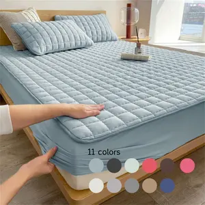 Solid Color Plaid Textured Fitted Sheet for Bed, 1 Count     Waterproof (only Water Barrier) Soft Simple Bedding Quilted Mattress Cover, Bedroom Accessories, Comfy Bed Sets