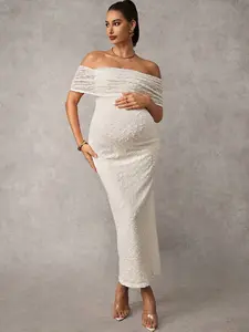 TAMALLA Elegant Off Shoulder Maternity Sun Dress