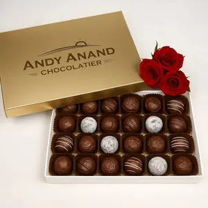 Andy Anand 24 Pc Rum, Irish Cream & Kahlua Belgian Chocolate Truffles Decadent Delicacies: Satisfy Your Cravings, Truffles Gift Box Ideas for Her - Perfect for Any Occasion