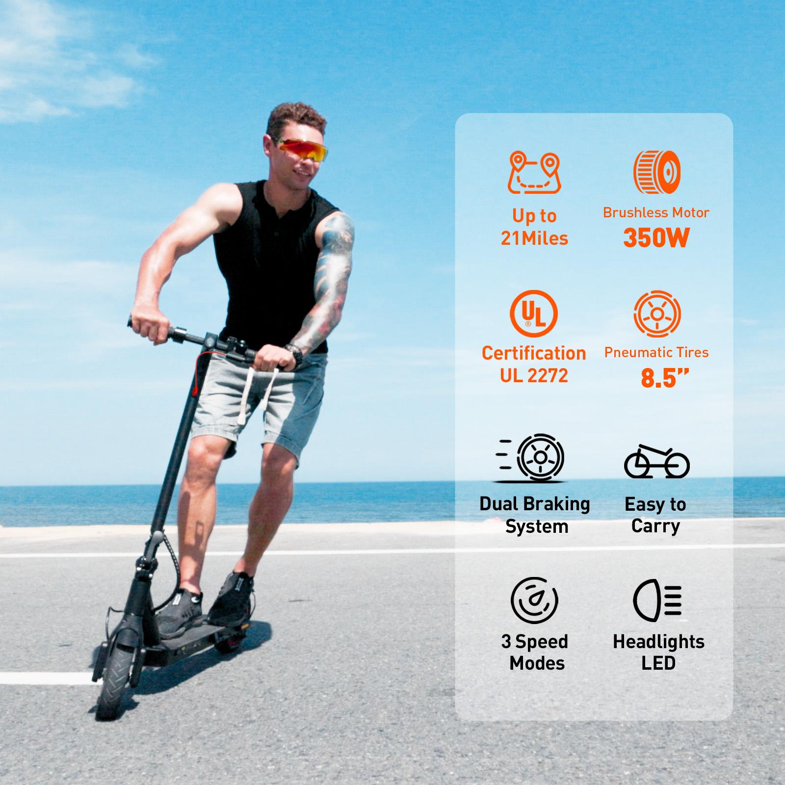 High-End School Electric Scooters, 18MPH/19MPH/28 MPH Max Speed,350W/1000W Motor, 21-37 Miles Long Range, Foldable Commuter Electric Scooter with Dual Suspensions, Dual Braking& App Control