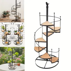Spiral multi-layer lightweight metal flower stand, Climbing planting stand, balcony living room corner decoration, suitable for succulents and vine plants, indoor and outdoor plant brackets, space-saving balcony living room green plant decoration plan