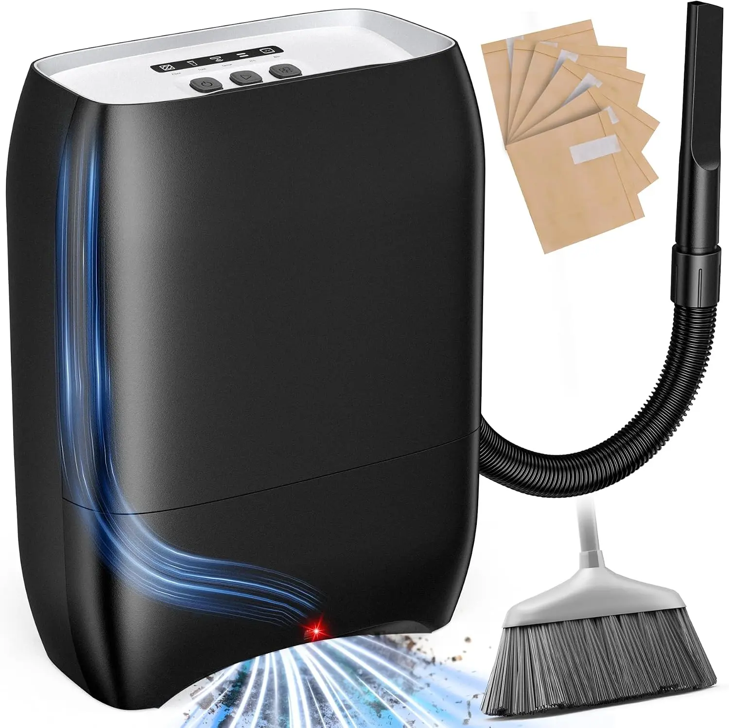 Touchless Vacuum Automatic Dustpan, 6-Pack Dustbags, 20Kpa Suction, 2 Modes | 7L Large Capacity Corded Canister Vacuum, Nozzle Attachment & Auto Sensors, Powerful Hair Vacuum for Salons Pet Hair Food