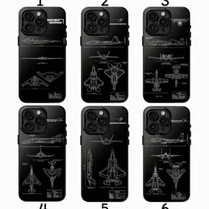 US Military Fighter Jets Blueprint Phone Case Compatible with iPhone X, 11, 12, 13, 14, 15, 16, 17 Series & Galaxy Series