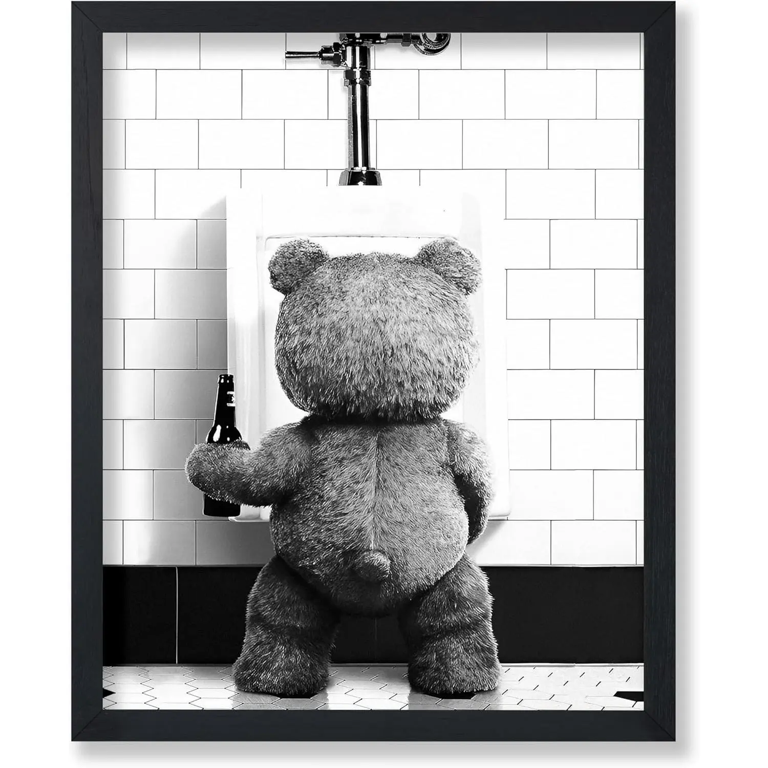 Poster Masters Black and White Plaid Funny Teddy Bear Cartoon Poster - Funny Print Design Home Wall Art, Bedroom Decor for Movie Fans - Custom Decorative Home Supply for Living Spaces