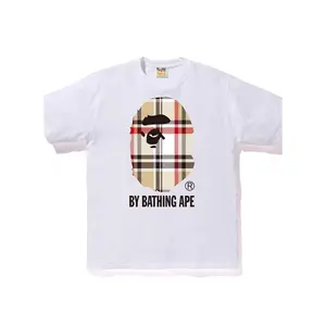 BAPE A Bathing Ape Check by Bathing Tee White/Beige