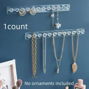 Acrylic 12 Hooks Hanging Rack, 1 Count Jewelry Hanging Storage Row Hook, Wall Mounted Jewelry Necklaces Bracelets Pendants Display Holder, Versatile Organizer