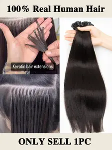 K Tip Hair Extensions 100% Human Hair Keratin Pre Bonded Hot Fusion Nail Tip Balayage Natural Silky Straight Extensions 50S 30G/Pack 12-22Inch