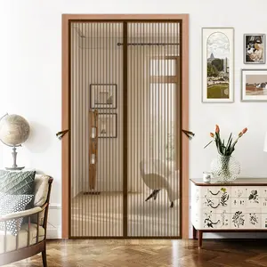 1PC Magnetic Fiberglass Screen Door, No-Drill Fly Curtain, Automatic Closing Partition Door Curtain with Clasp, Insect and Mosquito Proof Fly Screen, Durable Scratch-resistant, Suitable for Home, Balcony, RV, Doors