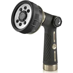 RAINPOINT Hose Sprayer Nozzle Heavy Duty - 8 Spray Patterns Garden Hose Nozzle with Adjustable Flow Control for Watering Plants, Washing Cars,Washing Pets, Thumb Control (Black)