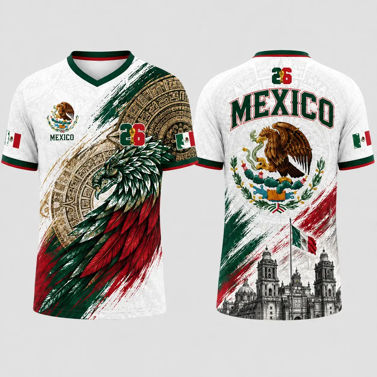 Mexico Jersey 2026, Feathered Eagle Calendar Shirt, Premium Supporter Top, Lightweight Everyday Apparel, Historic City Design