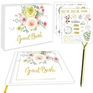 Guest Book Sign-In Set Wedding Registration Guest Blank Gold Foil Album Wedding Message Book, Perfect for Weddings and Events