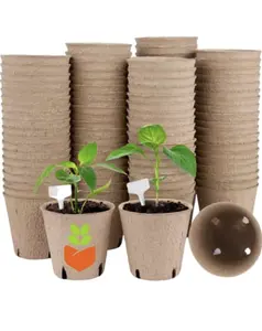 Mira’s Harvest 30 Pcs Peat Pots, 3.15Inch Seed Starting Pots with Drainage Holes Round Nursery Pot, Garden Germination Nursery Pot Bonus 35 Plant Labels