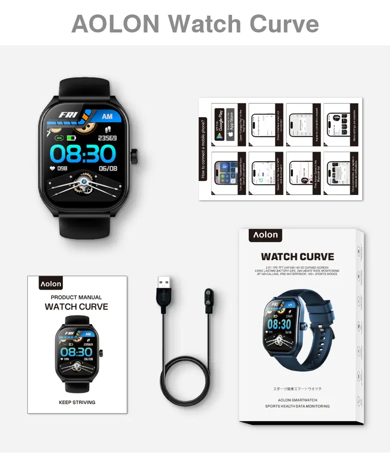 Aolon Silicone Smart Watch - Business Style Wearable Device, 2.01" HD Curved Touchscreen Smartwatch, Bluetooth Calling, AI Voice Assistant, IP68 Waterproof, 100+ Sports Tracking Modes, Health & Fitness Tracker, Android & iOS Compatible, Father's Day Gift Aolon Silicone Smart Watch - Business Style Wearable Device, 2.01" HD Curved Touchscreen Smartwatch, Bluetooth Calling, AI Voice Assistant, IP68 Waterproof, 100+ Sports Tracking Modes, Health & Fitness Tracker, Android & iOS Compatible, Father's Day Gift