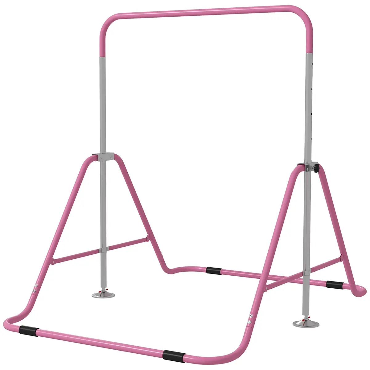 212 Main 340-005V01PK Qaba Kids Folding Gymnastics Bar, Adjustable Height, Bubble Gum Pink