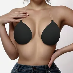 Pull-Up Bra Pad, Silicone Breast Pads, Push-Up Cups, Invisible Bra, Breathable Comfort, Suitable for Wedding Dresses and Evening Gowns, with Straps