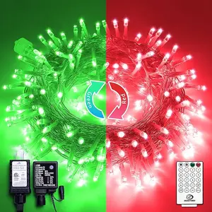Halloween 200 light RED AND GREEN | Christmas String Lights Outdoor, Red & Green Christmas Lights Clear Wire Set Switch