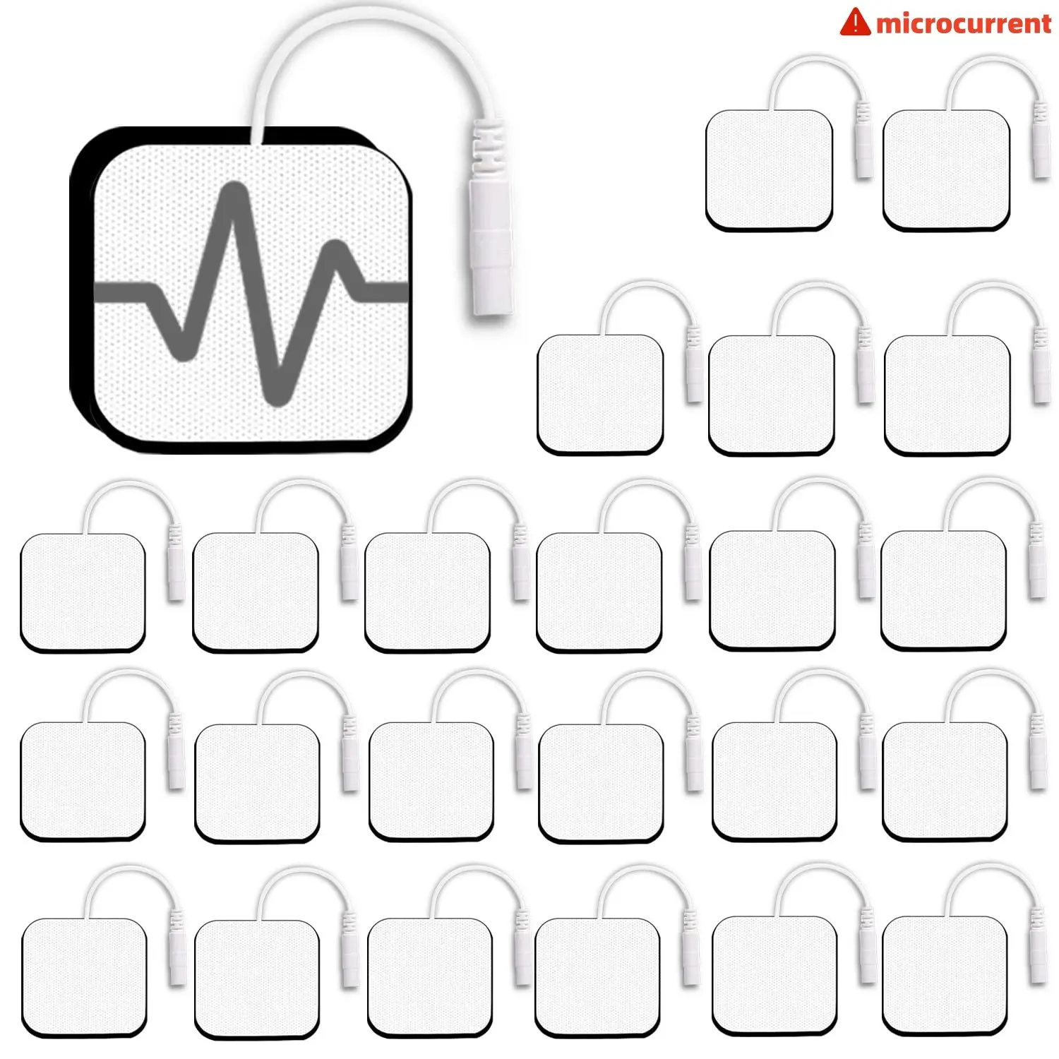 24pcs Tens Electrode Pads, Compatible with Auvon Tens, Tens 7000, Etekcity, Nicwell Care Tens, Latex-Free, Reusable, 2mm Connector Leads, Muscle Stimulation, Pain Relief, Electrotherapy, Microcurrent