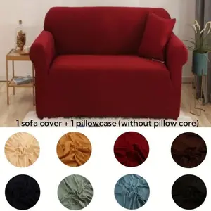 Solid Color Sofa Cover, 1 Count Sofa Slipcover with 1 Count Pillowcase, Dustproof Sofa Cover, Home Decor for Living Room
