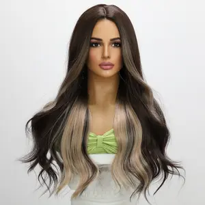 28-inch | Brown |  Curly Hair Highlight Without Bangs | SM5160