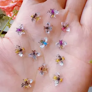 20pcs Mini Bee Resin Charms, Unscented Flatback Embellishments for DIY Nail Art, Scrapbooking & Crafts, Bee Decorations, Nail Art Supplies