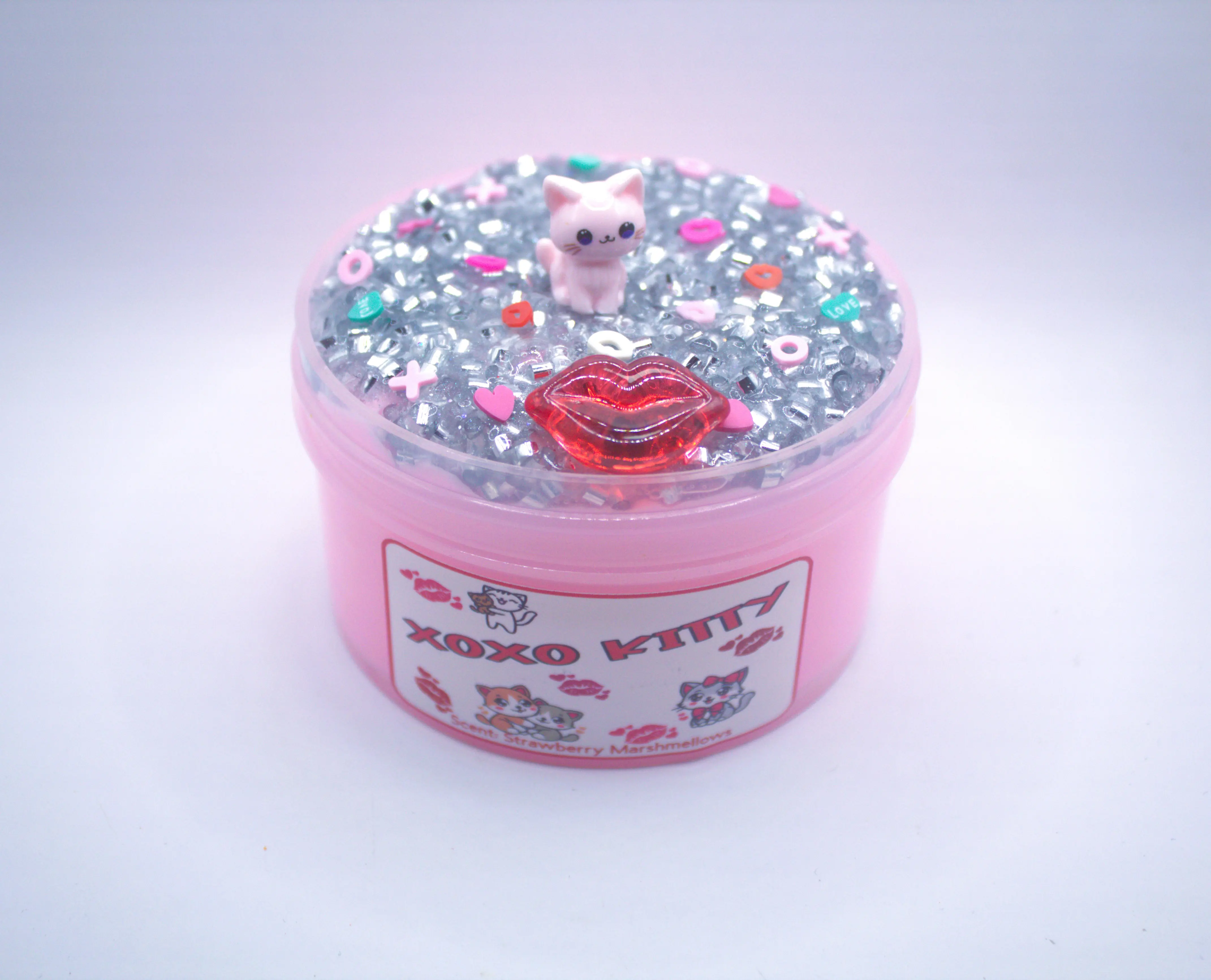 XOXO Kitty Slay Slime ~ Super Inflating ~ Soft & Squishy ~ Scented Strawberry Marshmallow ~ Good Vibes Slime
