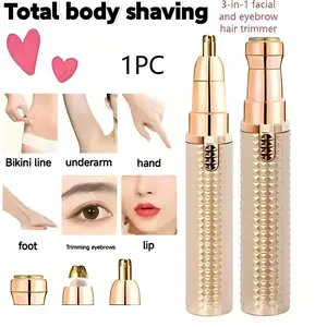 Three-In-One Facial Hair Trimmer, Electric Eyebrow Trimmer, Lip Face Body Depilatory Tool, Hair Removal, Women's Epilator, Durable Hair Care Grooming Kit, Lightweight