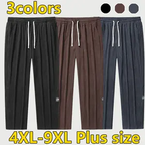 Men's 4XL–9XL Plus Size Casual Pants! Elastic waistband + drawstring design—doesn’t squeeze the belly or pinch the crotch! Lightweight, breathable fabric with great drape—perfect for summer. It doesn’t make you feel stuffy or cling to your legs, and walki