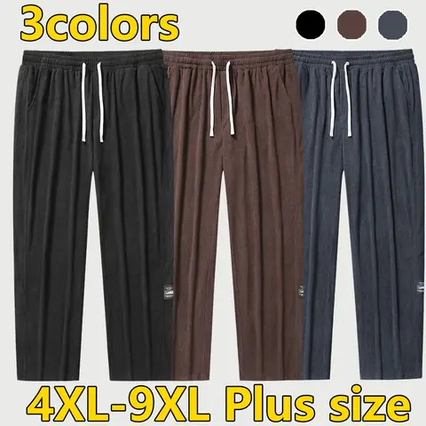 Men's 4XL–9XL Plus Size Casual Pants! Elastic waistband + drawstring design—doesn’t squeeze the belly or pinch the crotch! Lightweight, breathable fabric with great drape—perfect for summer. It doesn’t make you feel stuffy or cling to your legs, and walki