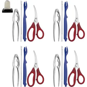 17 Piece Seafood Tools Set includes 4 Crab Crackers 4 Seafood Fork 4 Lobster Crackers 4 Seafood Scissors Nut Cracker and Storage Bag