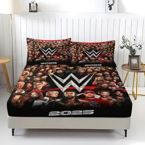 WWE All Staff Commemorative Bed Sheet (Including 1 Bedsheet And 2 Pillowcases), Bedding Set, Perfect For Decorating Rooms And Bedrooms For Teenagers, Boys And Girls, And Boxing Fans
