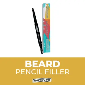 #EverydayHustle Beard Pen Filler for Men | Covers patchy beards, mustache, and hairlines - Natural look (Black) Pencil + Brush