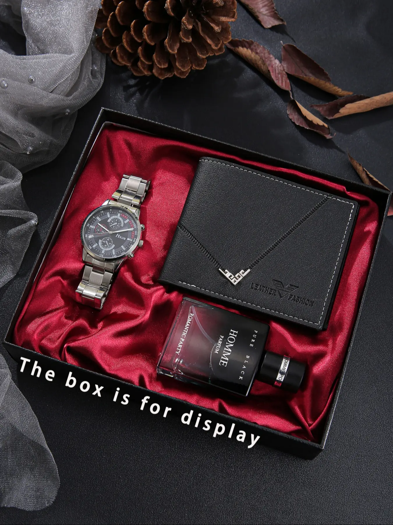 Men's Watch Set with Perfume & Wallet, Perfect Gift for Him, Fashionable Travel Essentials, Ideal Holiday Present