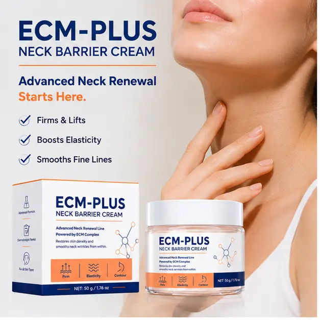 ECM-PLUS Neck Firming Cream, Tightening & Lifting Neck Cream for Wrinkles, Improve Elasticity, Smooth Crepey Skin & Define Neck Contour