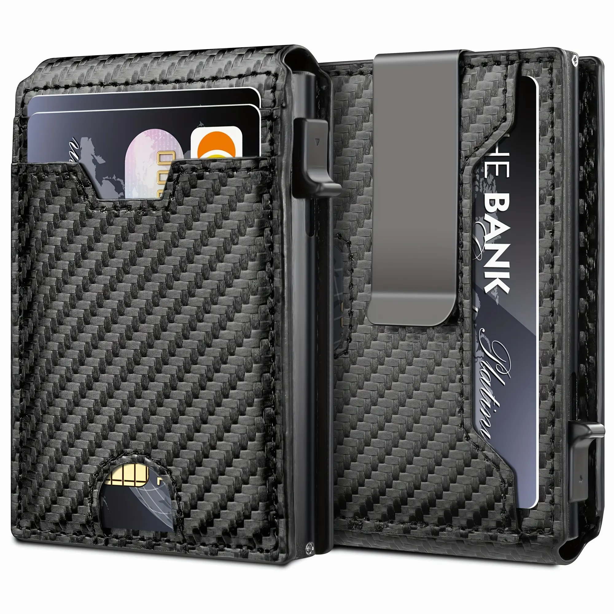 Minimalist Wallet for Men - with Money Clip Slim Leather Slots Credit Card Holder RFID Blocking Bifold Wallet Best Gifts for Him