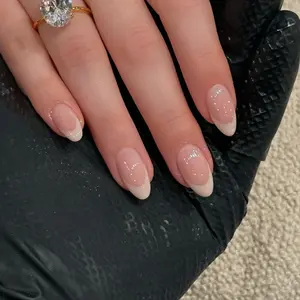 Medium Waterdrop Press-On Nails, Classic French Nude Color, Full Coverage Design, Elevate Your Elegance, Simple and Stylish Nail Art