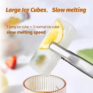 1pc Ice Cube Tray Silicone Mould, Rectangle Shape Ice Lolly Mold, Kitchen Ice Cream Baking Tool, Food Grade Material, Easy Release Design, Ice Molds