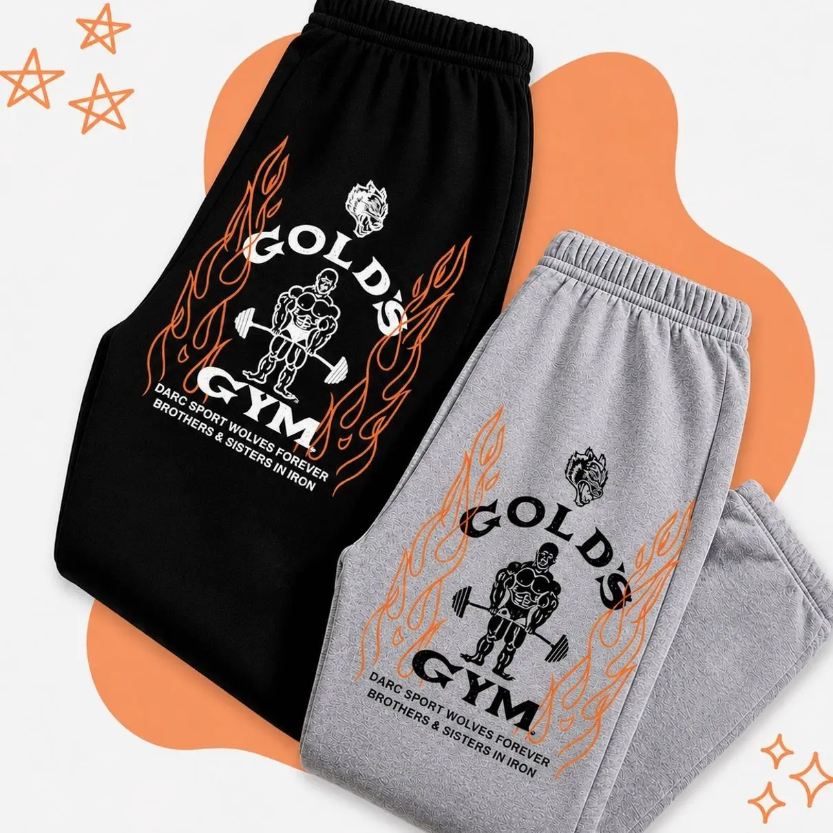 Gold's Gym Wolves Sweatpants - Gym Graphic Design Pants Comfortable Stylish Fit For Gym Enthusiasts, Matching Unisex Pants Cozy Comfortable , Trending 26 E