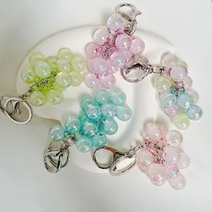 1/2Pcs Cute Bubble Jelly Grape Cluster Keychain, Creative Emulational Fruit Pendant, Fashion Key Ring for Car Key, School Bag Decor, Ideal Gift for Students