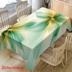 Elegant Floral Print Tablecloth, Light Blue to Gradient, Durable Polyester, Perfect for Parties, Indoor & Outdoor Use, Vibrant Table Decor